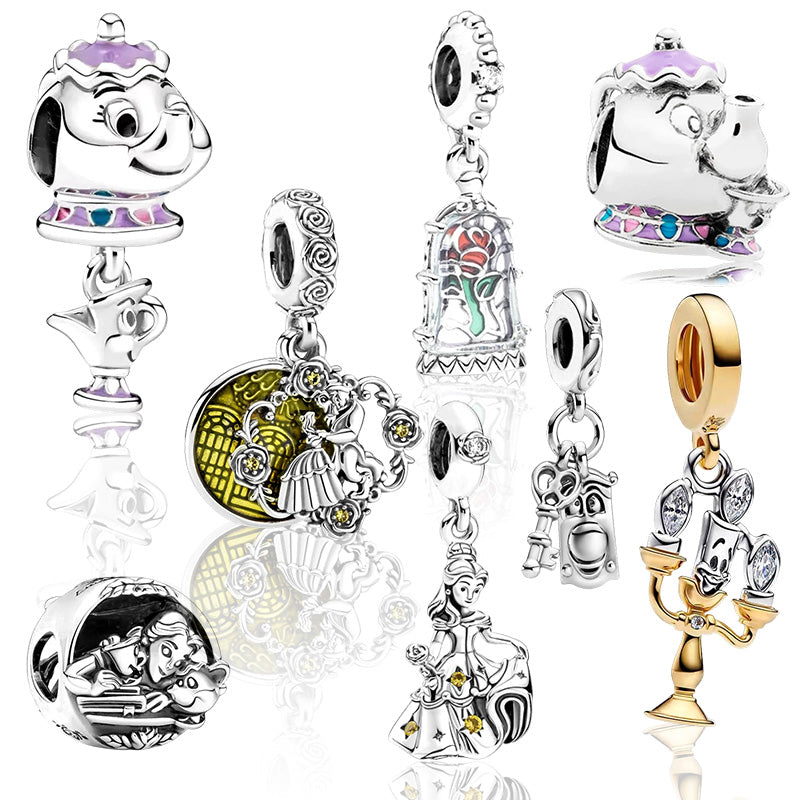 Beauty and the Beast Charm Beads Fit Original Snake Bracelet Necklace Beads For Diy 925 Sliver Jewelry Making Women Jewellery Gift For Girl Daughter