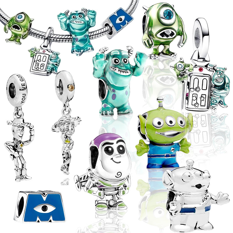 Toy Story Monster Power Company Charm Beads Fit Original Snake Bracelet Necklace Beads For Diy 925 Sliver Jewelry Making Women Jewellery Gift For Girl Daughter