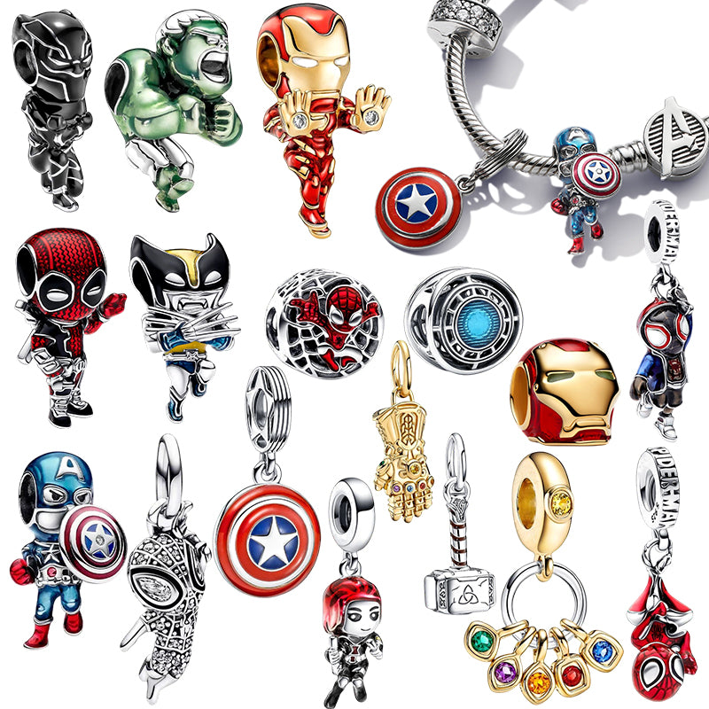 Marvel Avengers Charm Beads Pendant Fit Original Snake 925 Silver Bracelet Necklace Beads For Diy Jewelry Women Gift