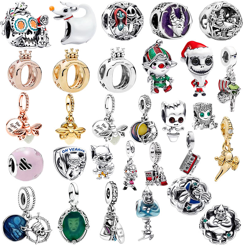 The Nightmare Before Christmas,Aladdin,Guardians of the Galaxy Charm Beads Fit Original Snake Bracelet Necklace Beads For Diy 925 Sliver Jewelry Making Women Jewellery Gift For Girl Daughter