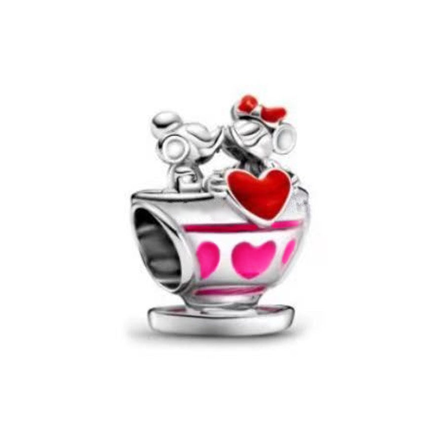 Minnie Mickey Donald Duck Charm Beads Pendant Fit Original Snake Silver Bracelet Necklace Beads For Diy Jewelry Women Gift