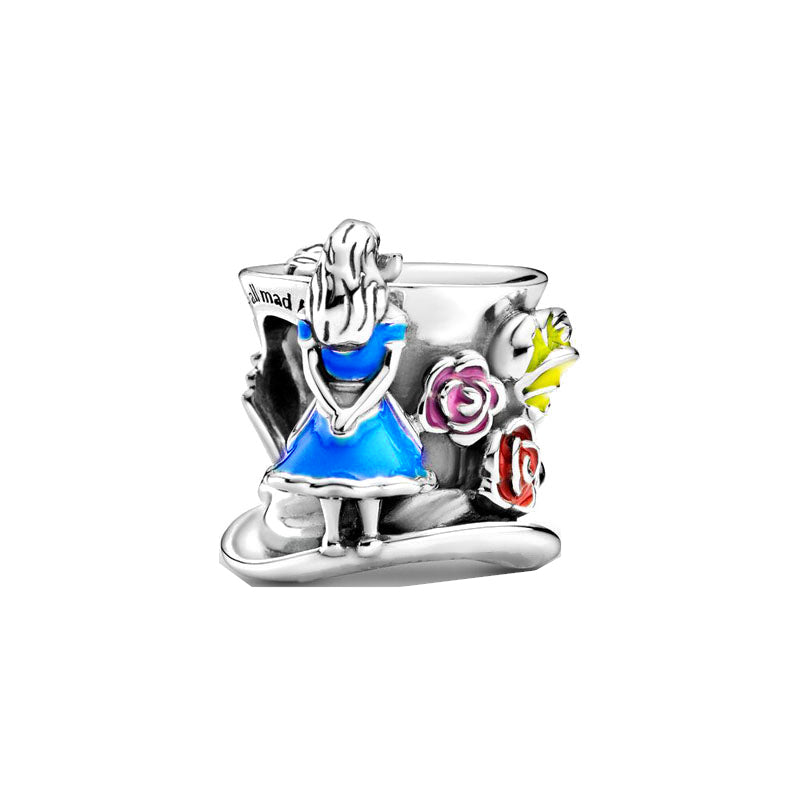 Alice in Wonderland Cheshire Cat Charm Beads Fit Original Snake Bracelet Necklace Beads For Diy 925 Sliver Jewelry Making Women Jewellery Gift For Girl Daughter