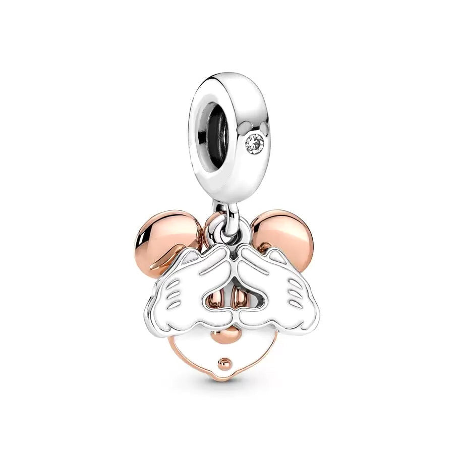 Minnie Mickey Donald Duck Charm Beads Pendant Fit Original Snake Silver Bracelet Necklace Beads For Diy Jewelry Women Gift