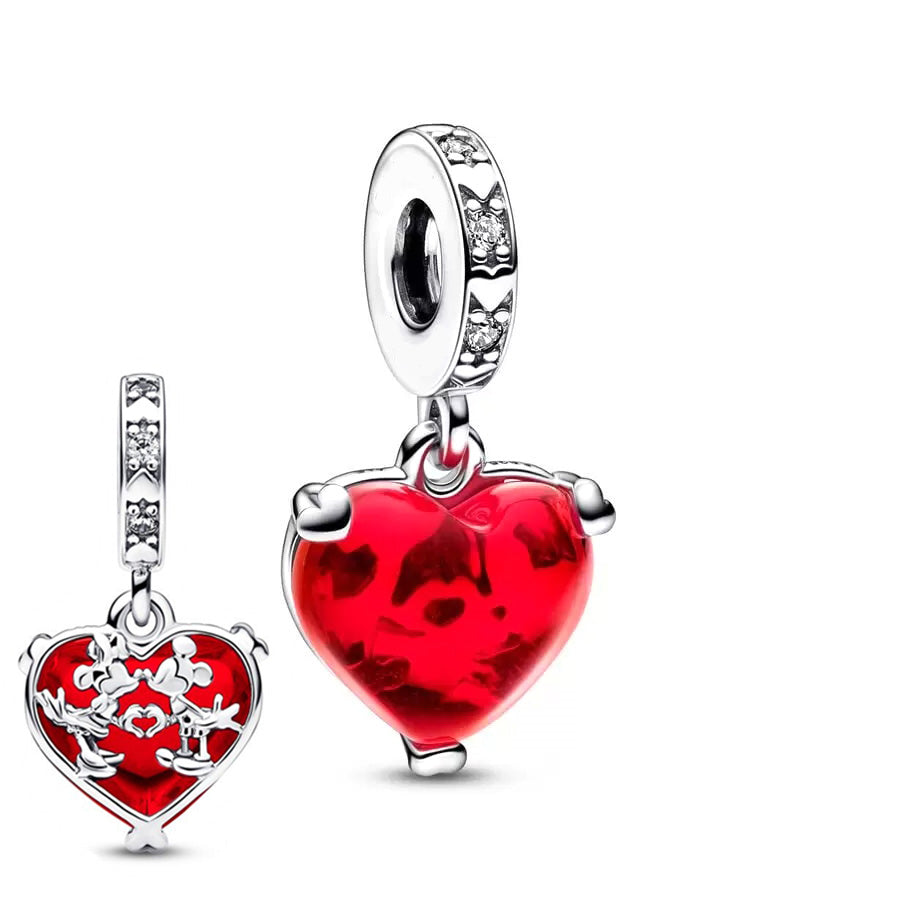 Minnie Mickey Donald Duck Charm Beads Pendant Fit Original Snake Silver Bracelet Necklace Beads For Diy Jewelry Women Gift