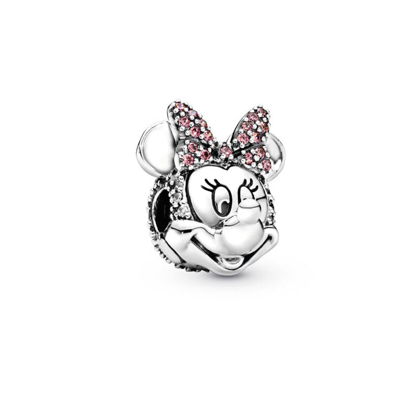 Minnie Mickey Donald Duck Charm Beads Pendant Fit Original Snake Silver Bracelet Necklace Beads For Diy Jewelry Women Gift