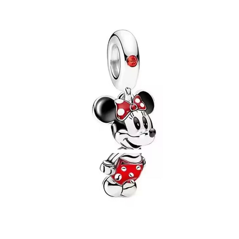Minnie Mickey Donald Duck Charm Beads Pendant Fit Original Snake Silver Bracelet Necklace Beads For Diy Jewelry Women Gift
