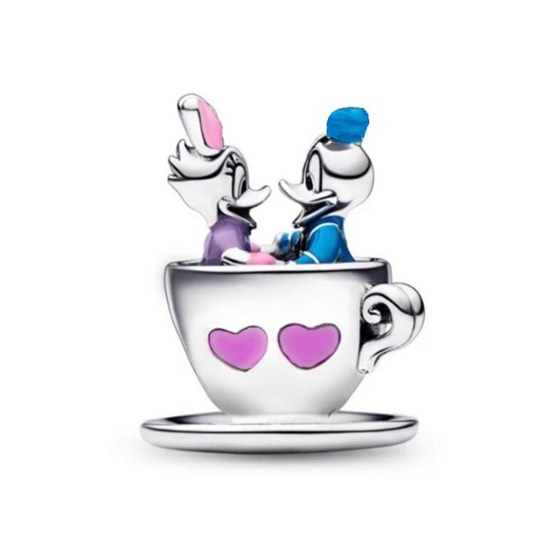 Minnie Mickey Donald Duck Charm Beads Pendant Fit Original Snake Silver Bracelet Necklace Beads For Diy Jewelry Women Gift