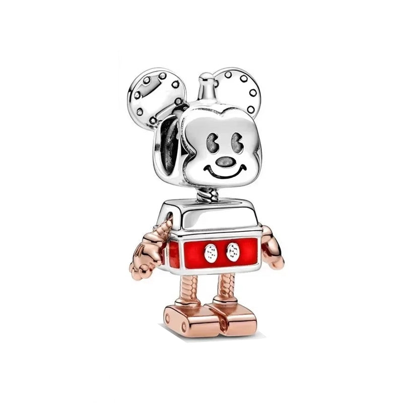 Minnie Mickey Donald Duck Charm Beads Pendant Fit Original Snake Silver Bracelet Necklace Beads For Diy Jewelry Women Gift