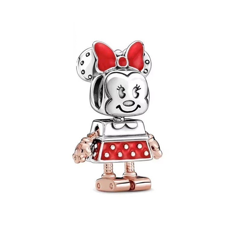 Minnie Mickey Donald Duck Charm Beads Pendant Fit Original Snake Silver Bracelet Necklace Beads For Diy Jewelry Women Gift