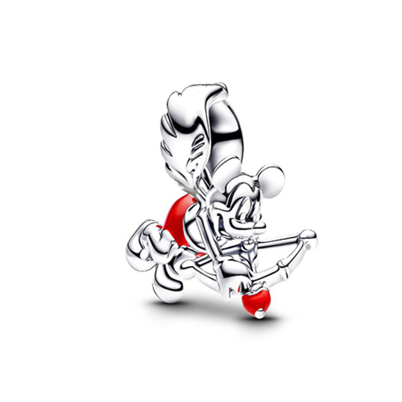 Minnie Mickey Donald Duck Charm Beads Pendant Fit Original Snake Silver Bracelet Necklace Beads For Diy Jewelry Women Gift