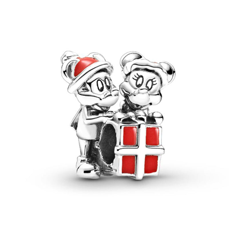 Minnie Mickey Donald Duck Charm Beads Pendant Fit Original Snake Silver Bracelet Necklace Beads For Diy Jewelry Women Gift
