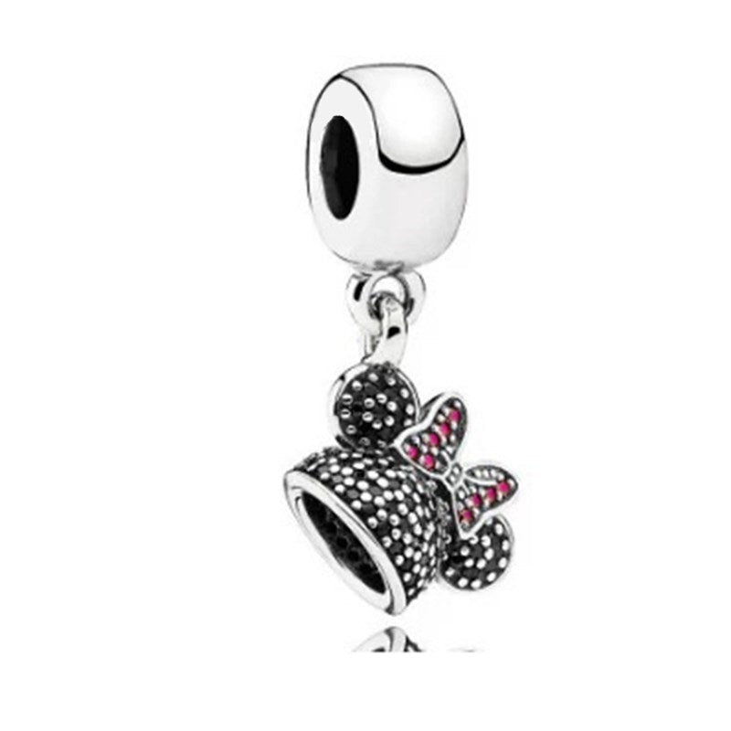 Minnie Mickey Donald Duck Charm Beads Pendant Fit Original Snake Silver Bracelet Necklace Beads For Diy Jewelry Women Gift