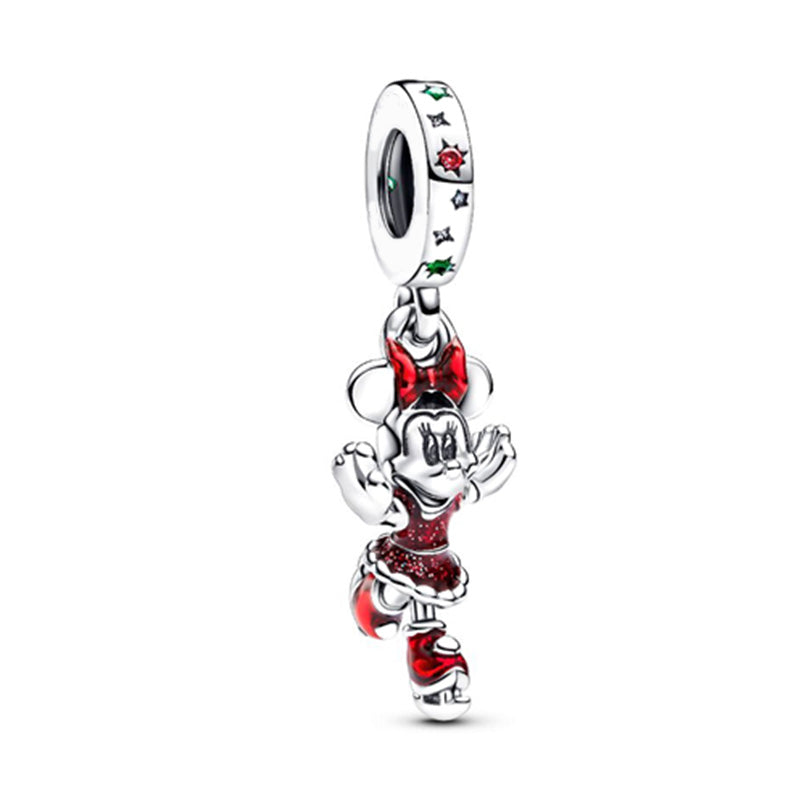 Minnie Mickey Donald Duck Charm Beads Pendant Fit Original Snake Silver Bracelet Necklace Beads For Diy Jewelry Women Gift