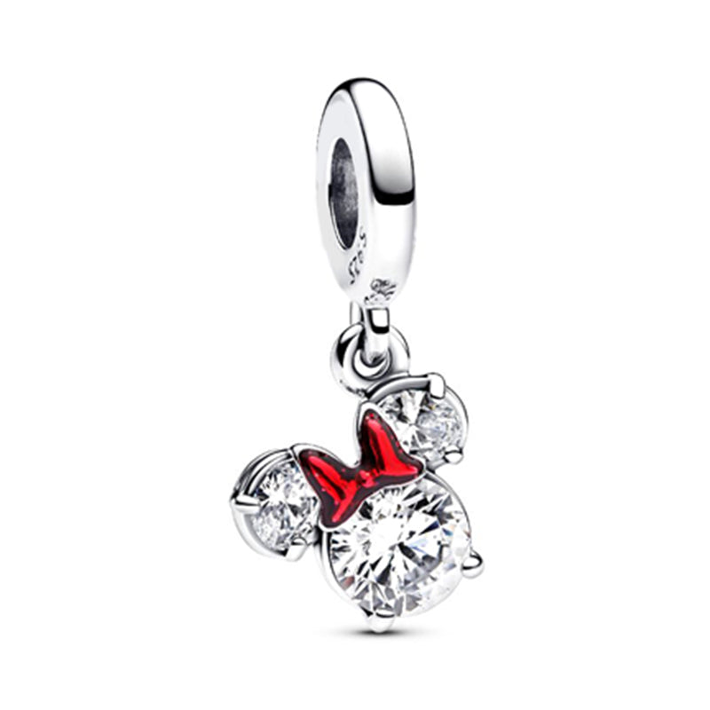Minnie Mickey Donald Duck Charm Beads Pendant Fit Original Snake Silver Bracelet Necklace Beads For Diy Jewelry Women Gift