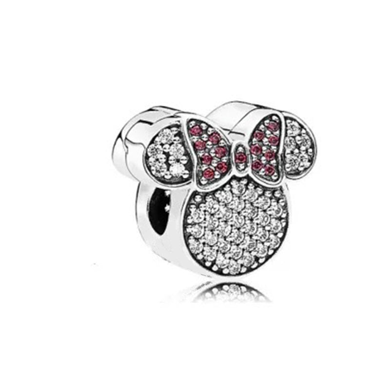 Minnie Mickey Donald Duck Charm Beads Pendant Fit Original Snake Silver Bracelet Necklace Beads For Diy Jewelry Women Gift