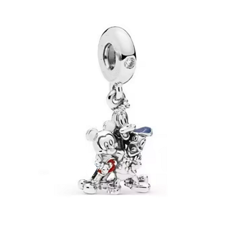 Minnie Mickey Donald Duck Charm Beads Pendant Fit Original Snake Silver Bracelet Necklace Beads For Diy Jewelry Women Gift