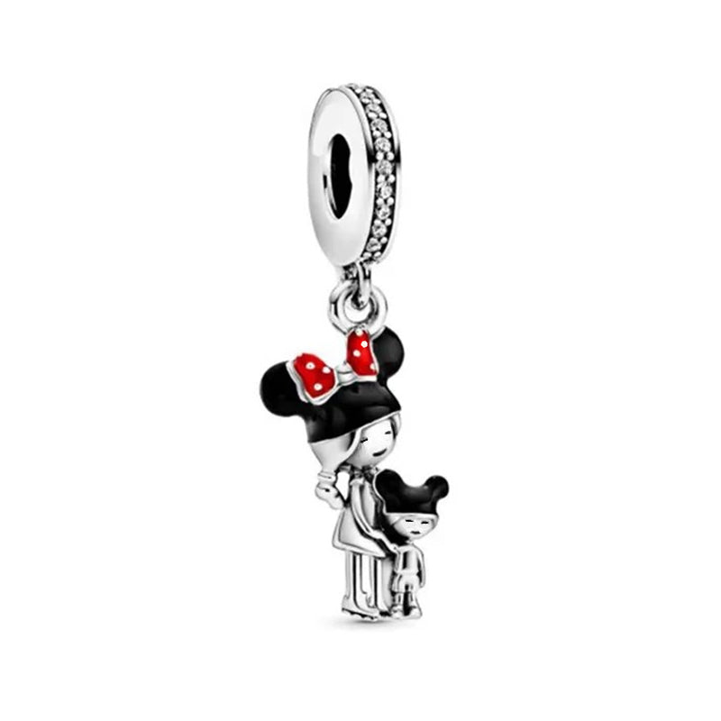 Minnie Mickey Donald Duck Charm Beads Pendant Fit Original Snake Silver Bracelet Necklace Beads For Diy Jewelry Women Gift
