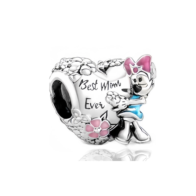 Minnie Mickey Donald Duck Charm Beads Pendant Fit Original Snake Silver Bracelet Necklace Beads For Diy Jewelry Women Gift