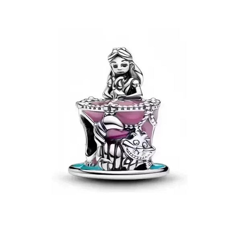 Alice in Wonderland Cheshire Cat Charm Beads Fit Original Snake Bracelet Necklace Beads For Diy 925 Sliver Jewelry Making Women Jewellery Gift For Girl Daughter