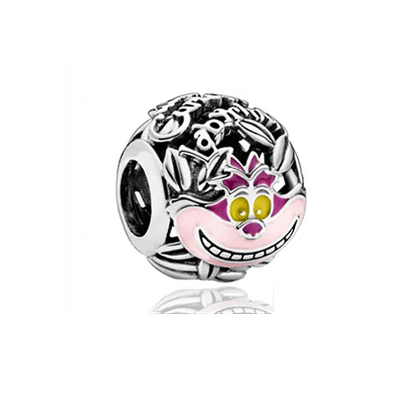 Alice in Wonderland Cheshire Cat Charm Beads Fit Original Snake Bracelet Necklace Beads For Diy 925 Sliver Jewelry Making Women Jewellery Gift For Girl Daughter
